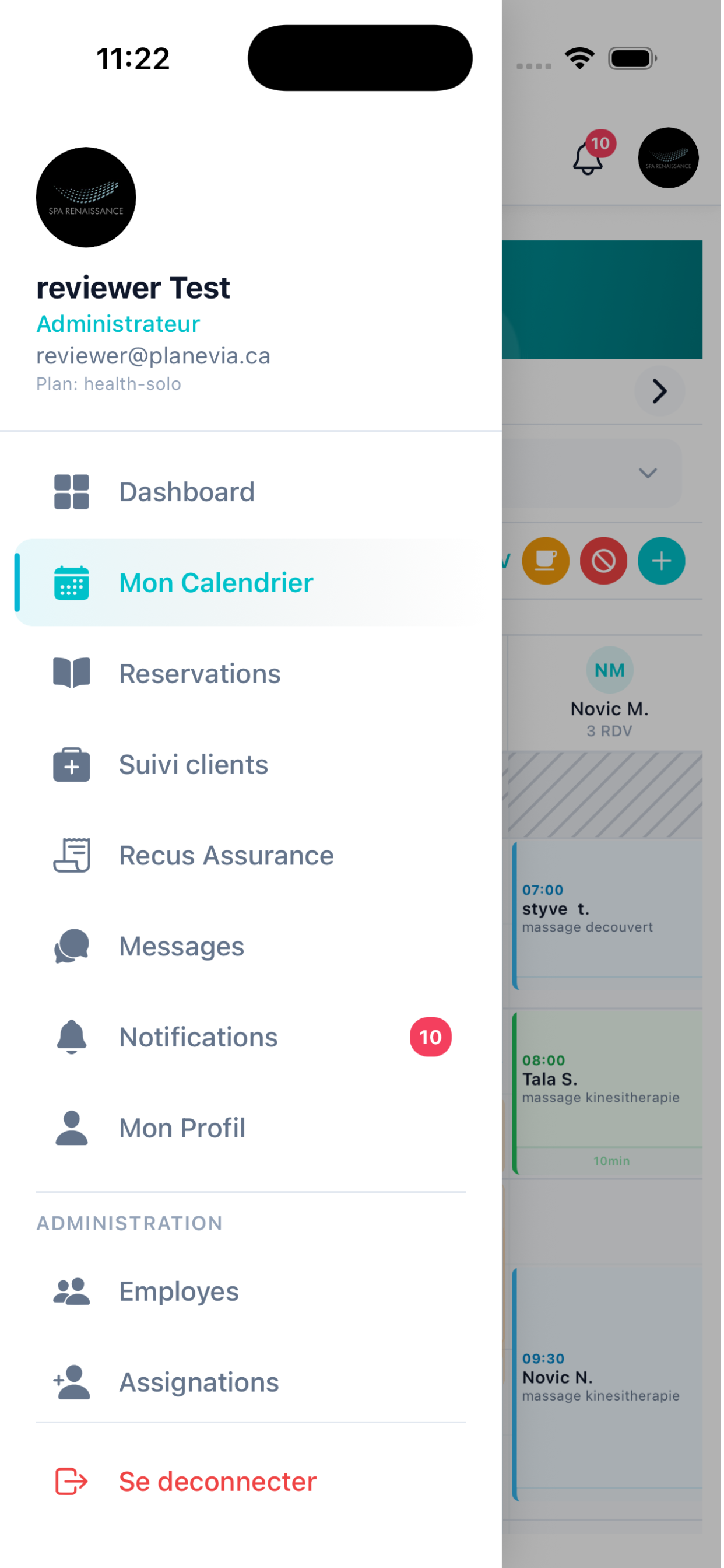 Menu de navigation