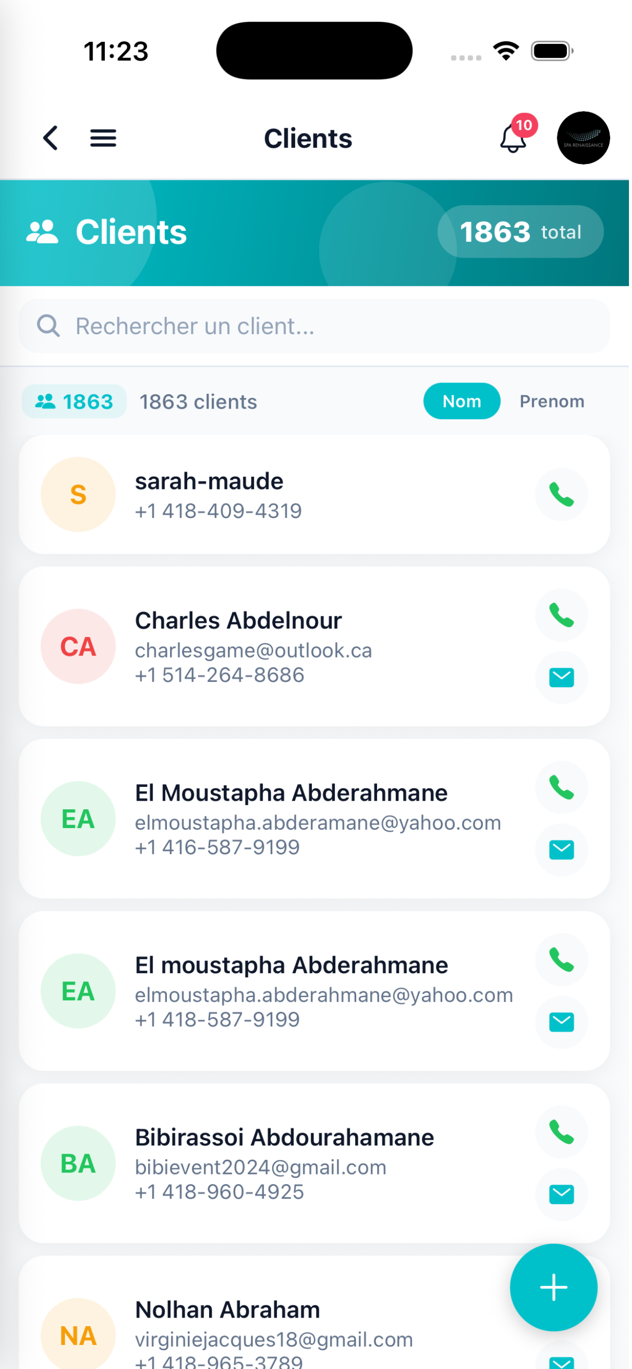 Liste des clients