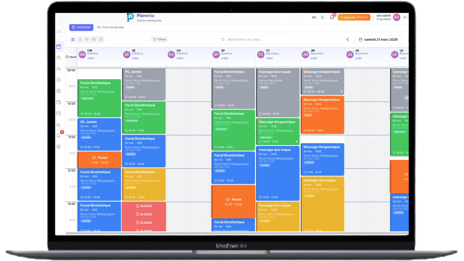 Planevia — calendrier sur ordinateur